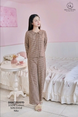 Bộ GK cotton kẻ caro dài -  GK25207