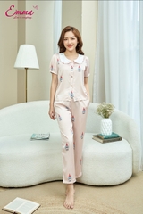 Bộ thu  lụa emma cổ sen tròn ETLU.22.04