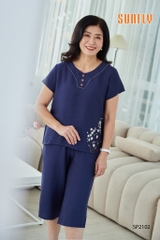 Bộ linen sunfly quần ngố áo cộc SP2102