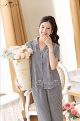 Bộ karol thô kẻ, áo tay cộc ,QD-  008.24