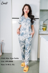 Bộ lụa sweet quần dài áo cộ S23-205