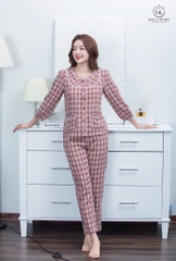 Bộ GK kẻ dài tay cổ ren - GK64