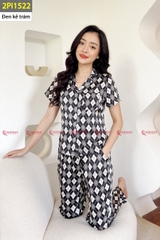 Bộ CARDINA - PI lụa  quần dài  áo cộc tay .2pi15