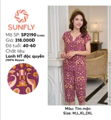 Bộ Lanh lụa độc quyền Sunfly ,áo tay cộc QL. SP2190