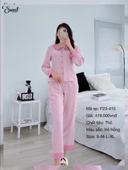 Bộ Sweet thu- thô kẻ nhung  F23-415
