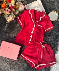 Bộ LYTRENDY lụa , cổ 2ve bèo, quần Soóc -BN12