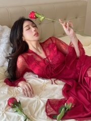váy ngủ lụa pha ren dáng dài