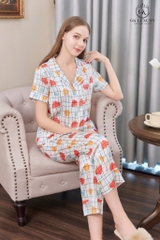 Bộ Gk lụa vân gỗ kẻ QD,cộc tay gk122