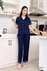 Bộ lua satin trơn áo tay cộc QD  ST 9341