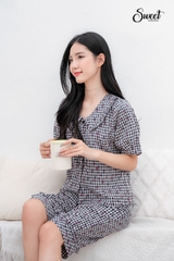 Bộ thô kẻ áo cộc quần lửng s24-263