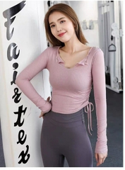 Áo tập dài tay dây rút sườn T2508