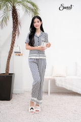 Bộ pizama lụa ZZ quần dài,cộc tay S24-209