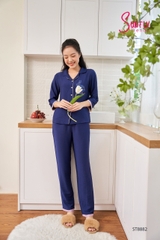 Bộ Sunfly pijamas linen áo tay lỡ quần dài ST8882