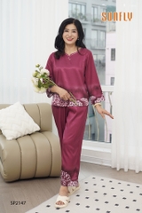Bộ Sunfly lụa gấm cổ V QD áo tay lỡ SP2147
