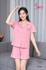 Bộ sunfly cotton quần đùi áo cộc ST8987