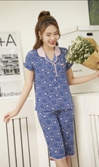Bộ sunfly pijamas lanh áo cộc q.ngố ST9148