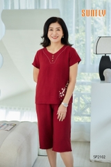 Bộ linen sunfly quần ngố áo cộc SP2102