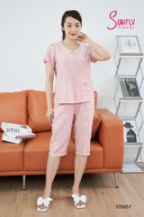 Bộ sunfly linen quần ngố áo cộc ST8957