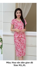 Bộ sun fly lanh họa tiết  ,áotay cộc ,QL -ST9183