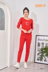 Bộ Sunfly thể thao cotton  áo tay lỡ quần dài SS5651