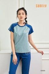 Bộ Sunfly thể thao cotton áo cộc quần dài SS5650