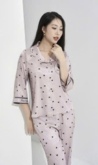 Bộ Sunfly pijama lụa satin ht tay lỡ q.dài ST9205