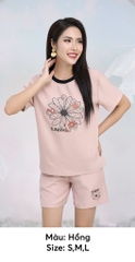 Bộ Sunfly đũi vân mây áo suông cộc q.sooc SFB3060