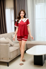 Bộ LYTRENDY lụa , cổ sen bèo , quần Soóc -BN321