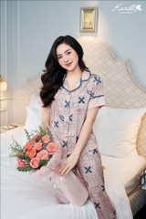 Bộ karol Lụa LUXURY, áo tay cộc ,QD- NH24.002