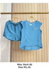 Bộ sun fly LINEN,áo tay chờm  ,quần đùi- ST9166