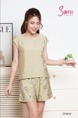 Bộ Sunfly LINNEN quần đùi áo tay hến  ST9018