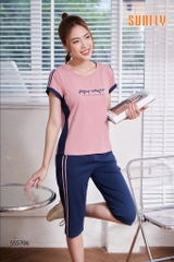 Bộ thể thao cotton sunfly áo cộc quần ngố SS5706