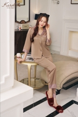 Bộ karoll thu đông lụa trơn   - NH23.061