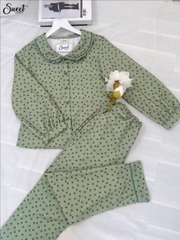 Bộ Sweet Thu đông, nhung tăm ,cổ sen - F23-418
