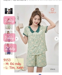Bộ Sun Fly lanh họa tiết , Q đùi - ST9153