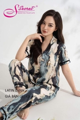 Bộ lụa SSECRET quần dài áo cộc tay SXH230802