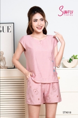 Bộ Sunfly LINNEN quần đùi áo tay hến  ST9018
