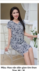 Bộ sun fly lanh họa tiết  ,áotay cộc ,QL -ST9183