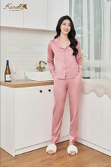 Bộ Karol Thu Lụa  trơn quần dài áo tay dài NH 22.070