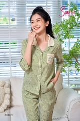 Bộ Sunfly  thô kate quầndài áo tay lỡ ST8889