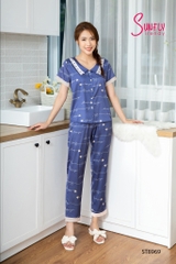 Bộ lụa sunfly  áo cộc quần dài ST8969