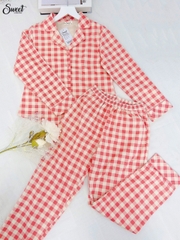 Bộ Sweet Thu đông, nhung tuyết  kẻ  - F23-417.