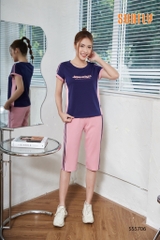 Bộ thể thao cotton sunfly áo cộc quần ngố SS5706