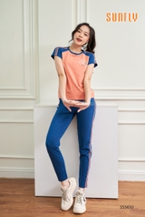 Bộ Sunfly thể thao cotton áo cộc quần dài SS5650