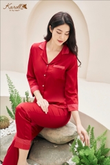 Bộ Karol Thu Lụa  trơn quần dài áo tay dài NH 22.070