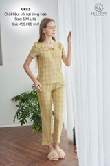 Bộ thô kẻ  QD tay cộc ,cổ sen GK82