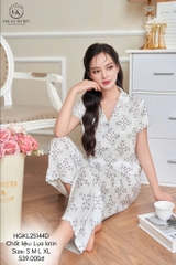 Bộ Lụa satin họa tiết , QD tay cộc , GK25144