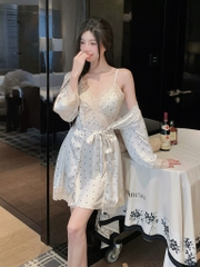 Váy ngủ chấm bi kèm choàng 10513