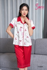Bộ sunfly lụa quần ngố áo cộc ST8990