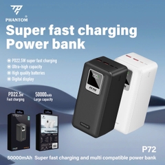 Pin sạc dự phòng Phantom P72 50000mAh PD 20W QC 22.5W – 4 Cổng Sạc Nhanh, Màn Hình LED